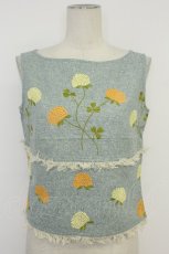 画像1: TOMATSU / フラワー刺繍ノースリーブ 38 ブルー T-26-05-09-018-LO-TO-IG-ZT (1)