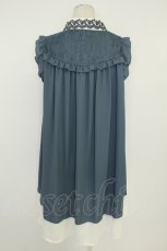 画像2: axes femme / 襟刺繍バイカラーチュニック  ブルーグリーン×オフ T-26-05-09-019-AX-OP-IG-ZT (2)