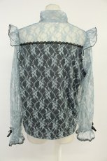 画像2: DearMyLove / レースボウタイフリルブラウス 3L ブルー T-26-05-09-020-GO-BL-OW-ZT (2)