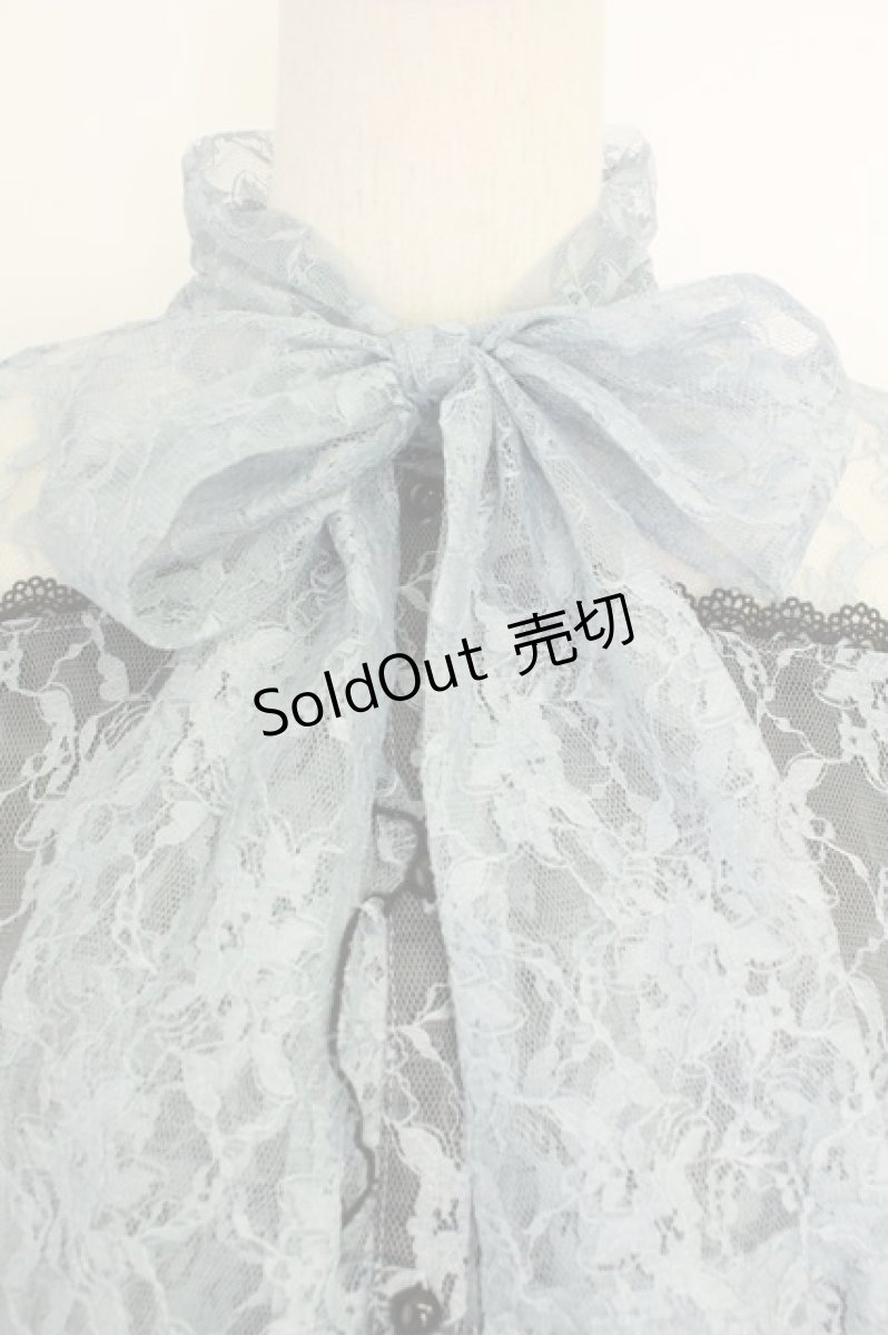 画像5: DearMyLove / レースボウタイフリルブラウス 3L ブルー T-26-05-09-020-GO-BL-OW-ZT (5)