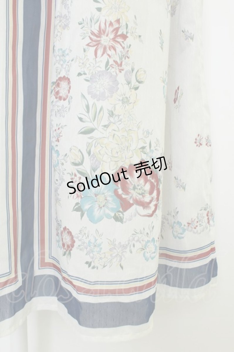 画像4: axes femme / 花ストライプ柄チュールワンピース M ブルー T-26-05-13-030-AX-OP-SA-ZT677 (4)