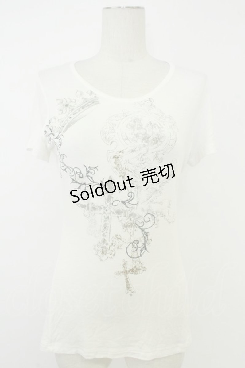 画像1: Ozz Croce / 刺繍入りプリントTシャツ  ホワイト T-26-05-13-006-OO-TS-IG-ZT (1)