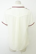 画像2: Amavel / Crown Marinのポケット付きブラウス  白Ｘボルドー T-26-05-13-011-CA-BL-SA-ZT (2)