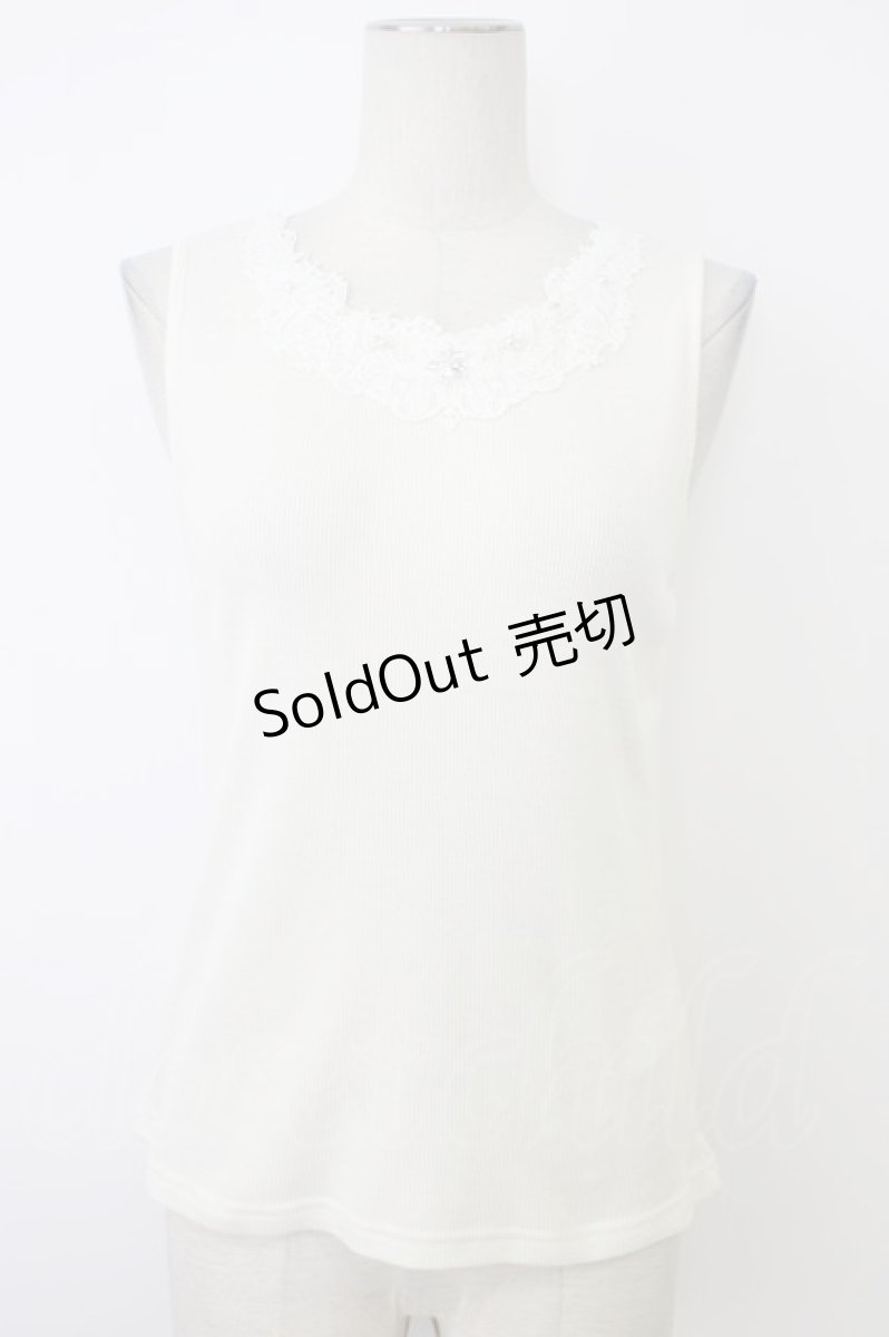 画像1: axes femme / 吸水速乾フラワーレースタンク F シロ T-26-05-13-002-AX-TO-OW-ZT677 (1)