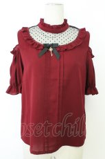 画像1: Amavel / 鍵リボンモチーフオフショルブラウス  ボルドーＸ黒 T-26-05-13-020-CA-BL-SA-ZT (1)