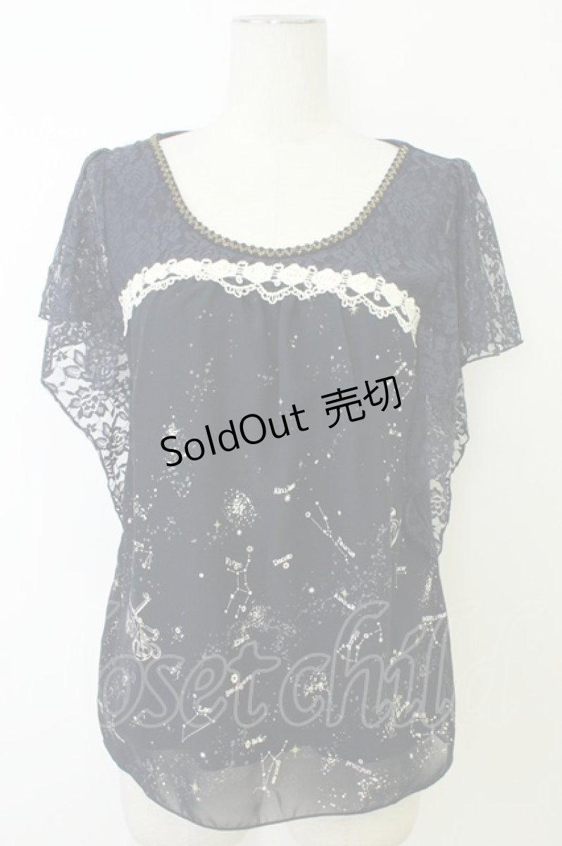 画像1: axes femme / 星座柄シフォンプルオーバー  ネイビー T-26-05-13-023-AX-TO-SA-ZT677 (1)