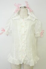 画像1: Angelic Pretty / Lovelyうさぎちゃんブラウス  白Ｘピンク T-26-05-31-003-AP-BL-SA-ZT (1)