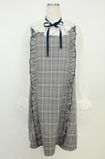 画像1: axes femme kawaii / チェックドッキングワンピース  ブルーチェックＸ白 T-26-05-31-030-AX-OP-SA-ZT (1)