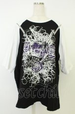 画像1: REFLEM / 薔薇プリントラグランTシャツ  黒Ｘ白 T-26-05-31-013-PU-TO-SA-ZT (1)