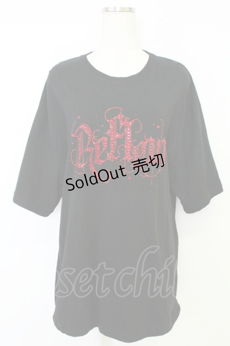 画像1: REFLEM / ラインストーンロゴ半袖Tシャツ XXL 黒Ｘ赤 T-26-05-31-016-PU-TO-SA-ZT (1)