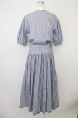 画像2: KANEKO ISAO / 胸元ラウンドストライプ半袖シャツワンピース  ネイビーＸ白 T-26-06-04-022-EL-OP-SA-ZT (2)