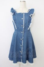 画像1: mellfy memory / Sweet Garden Denimワンピース M ブルー T-26-06-04-017-LO-OP-SA-ZT (1)