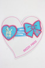 画像1: mazzo piano / リボン刺繍パッチンヘアピン  サックスＸピンク T-26-06-13-028-LO-AC-SA-ZT (1)