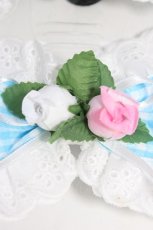 画像3: mazzo piano / 薔薇ギンガムリボンヘアゴムセット  サックスＸ白 T-26-06-13-035-LO-AC-SA-ZT (3)
