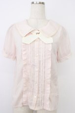 画像1: axes femme POETIQUE / スプーン＆フォーク刺繍ブラウス  ピンク T-26-06-13-005-AX-BL-SA-ZT (1)