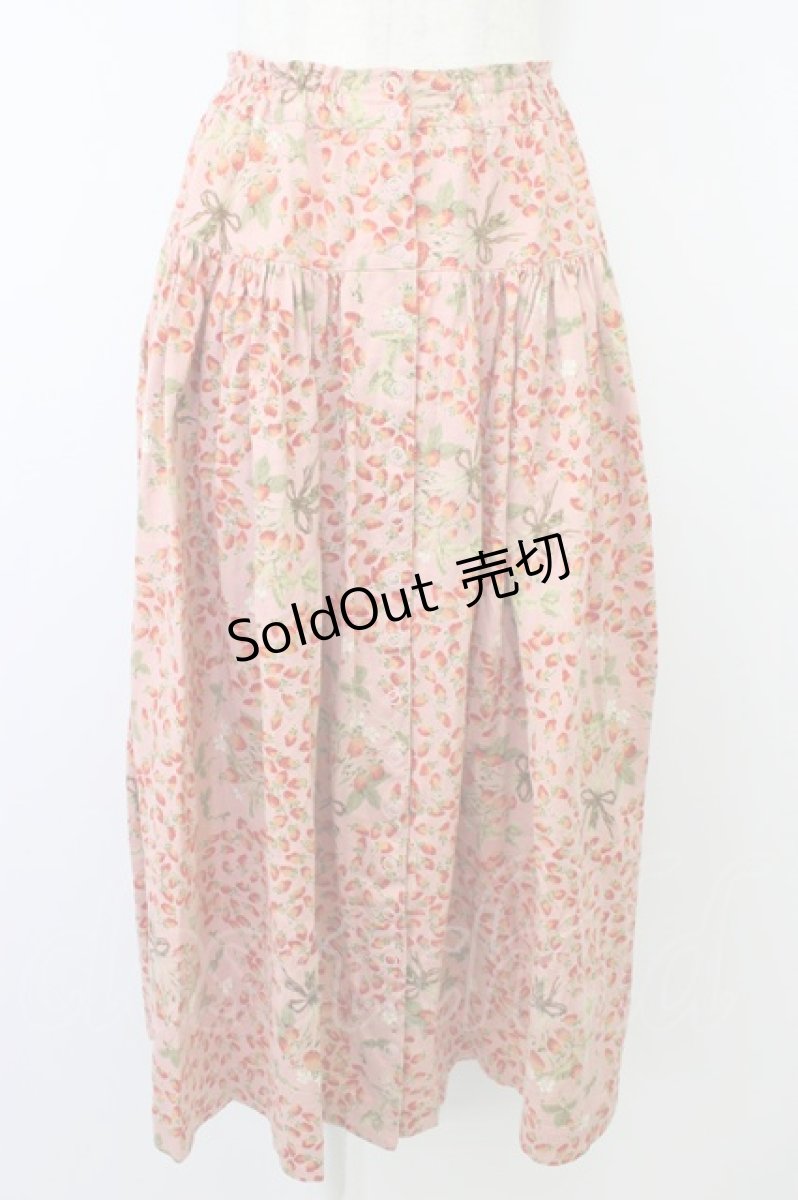 画像1: PINK HOUSE / 苺ブーケ柄カットソースカート  ピンク T-26-06-14-028-LO-SK-SA-ZT679 (1)
