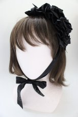 画像1: mazzo piano / サテンリボンヘッドドレス  黒 T-26-06-14-040-LO-AC-SA-ZT (1)