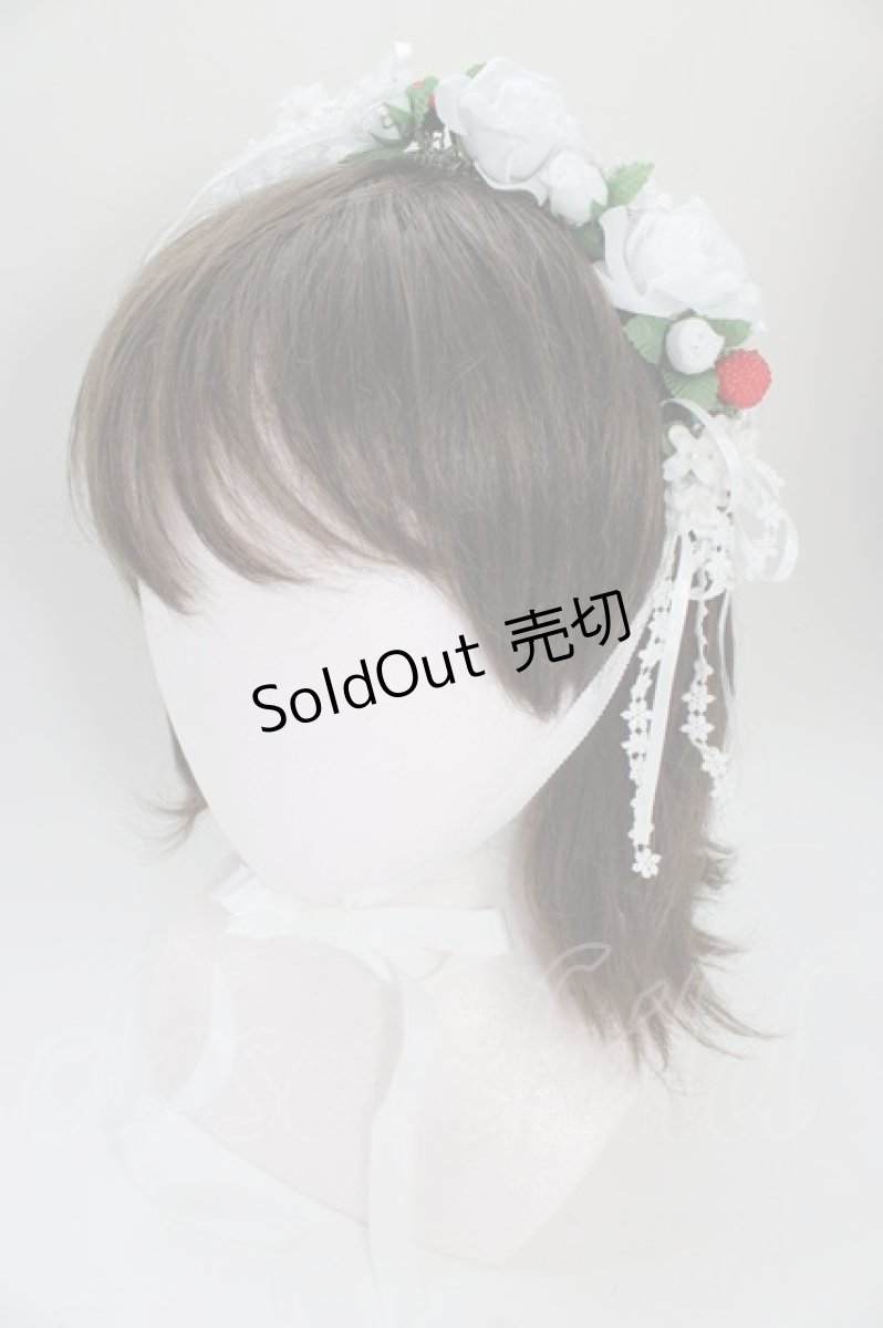 画像1: LOLITAその他(お買取対象外) / フラワーいちごヘッドドレス  白Ｘ赤 T-26-06-14-043-LO-AC-SA-ZT (1)