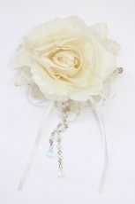 画像1: mazzo piano / 薔薇レース2WAYバレッタ  アイボリーＸ白 T-26-06-14-044-LO-AC-SA-ZT (1)