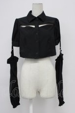 画像1: Jamie エーエヌケー / サイドクラッシュシャツショートトップス  黒 T-26-06-17-035-LO-BL-SA-ZT (1)