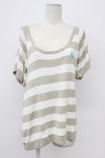 画像1: WORLD WIDE LOVE！(Rydia) / ボーダー半袖ニットトップス  白Ｘブラウン T-26-06-17-010-PU-TO-SA-ZT (1)
