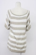 画像2: WORLD WIDE LOVE！(Rydia) / ボーダー半袖ニットトップス  白Ｘブラウン T-26-06-17-010-PU-TO-SA-ZT (2)