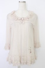 画像1: PINK HOUSE / 鈴蘭刺繍ドットチュールブラウス  ピンク T-26-06-19-006-LO-BL-SA-ZT (1)