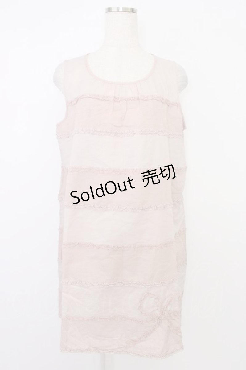 画像1: PINK HOUSE / ドビードット&ピコフリルボーダーノースリーブチュニックブラウス  ピンク T-26-06-19-009-LO-BL-SA-ZT680 (1)