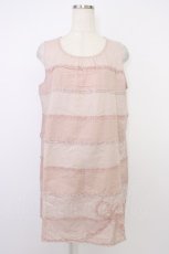 画像1: PINK HOUSE / ドビードット&ピコフリルボーダーノースリーブチュニックブラウス  ピンク T-26-06-19-009-LO-BL-SA-ZT (1)