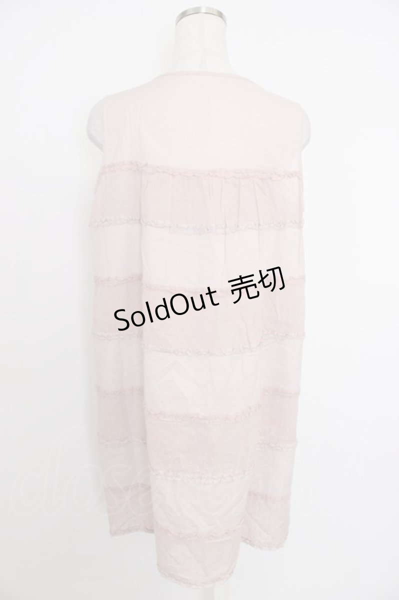 画像2: PINK HOUSE / ドビードット&ピコフリルボーダーノースリーブチュニックブラウス  ピンク T-26-06-19-009-LO-BL-SA-ZT680 (2)