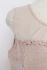 画像4: PINK HOUSE / ドビードット&ピコフリルボーダーノースリーブチュニックブラウス  ピンク T-26-06-19-009-LO-BL-SA-ZT (4)