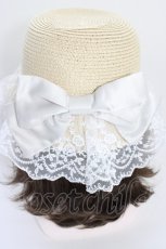 画像4: Lovely Tency / 眞白ありす麦わらハット  白Ｘベージュ T-26-06-20-050-LO-AC-SA-ZT (4)