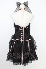 画像2: Alice Girl / サイド編み下げチョーカー風デザインキャミワンピース XL 黒Ｘピンク T-26-06-26-004-LO-OP-SA-ZT (2)