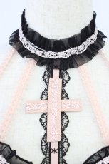 画像3: Alice Girl / サイド編み下げチョーカー風デザインキャミワンピース XL 黒Ｘピンク T-26-06-26-004-LO-OP-SA-ZT (3)