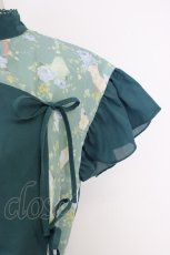 画像3: axes femme POETIQUE / ランタンフラワープリントワンピース  グリーン T-26-06-26-005-AX-OP-SA-ZT (3)