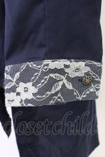 画像3: axes femme / 編み下げ半袖シャツワンピース M ネイビー T-26-06-26-006-AX-OP-SA-ZT (3)