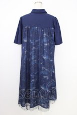 画像2: axes femme / 夏の星空チュールシャツワンピース  ネイビー T-26-06-26-007-AX-OP-SA-ZT (2)