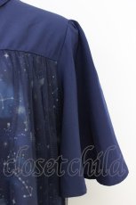画像3: axes femme / 夏の星空チュールシャツワンピース  ネイビー T-26-06-26-007-AX-OP-SA-ZT (3)