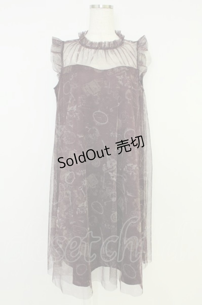 画像1: axes femme / トラベルチュール重ねワンピース M ワイン T-26-07-05-030-AX-OP-SA-ZT119 (1)