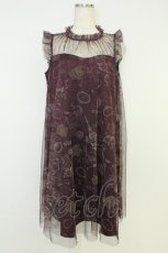 画像1: axes femme / トラベルチュール重ねワンピース M ワイン T-26-07-05-030-AX-OP-SA-ZT (1)