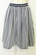 画像1: axes femme / サテンストライプチュールレイヤードスカート M ネイビー T-26-07-05-038-AX-SK-SA-ZT (1)