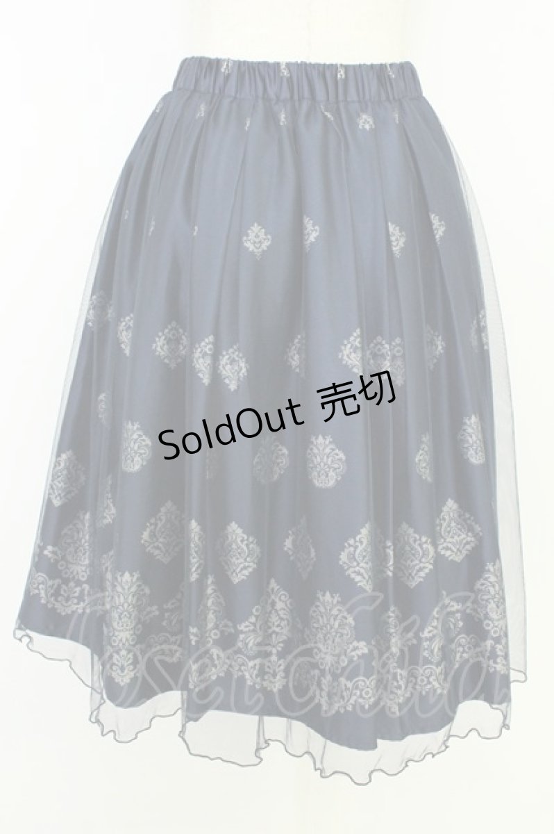 画像2: axes femme / オーナメント柄チュールスカート M ネイビー T-26-07-05-040-AX-SK-SA-ZT309 (2)