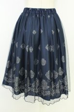 画像2: axes femme / オーナメント柄チュールスカート M ネイビー T-26-07-05-040-AX-SK-SA-ZT (2)