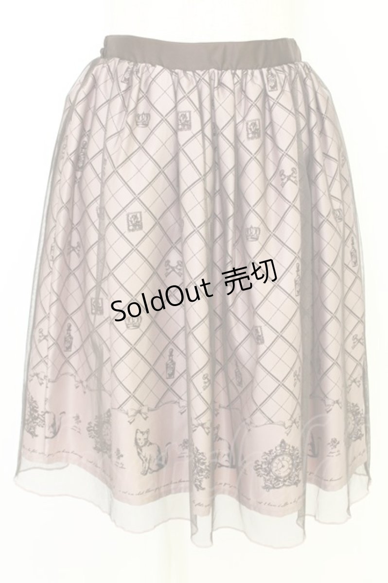 画像1: axes femme POETIQUE / チュール重ねねこ柄スカート M ピンク T-26-07-05-041-AX-SK-SA-ZT (1)