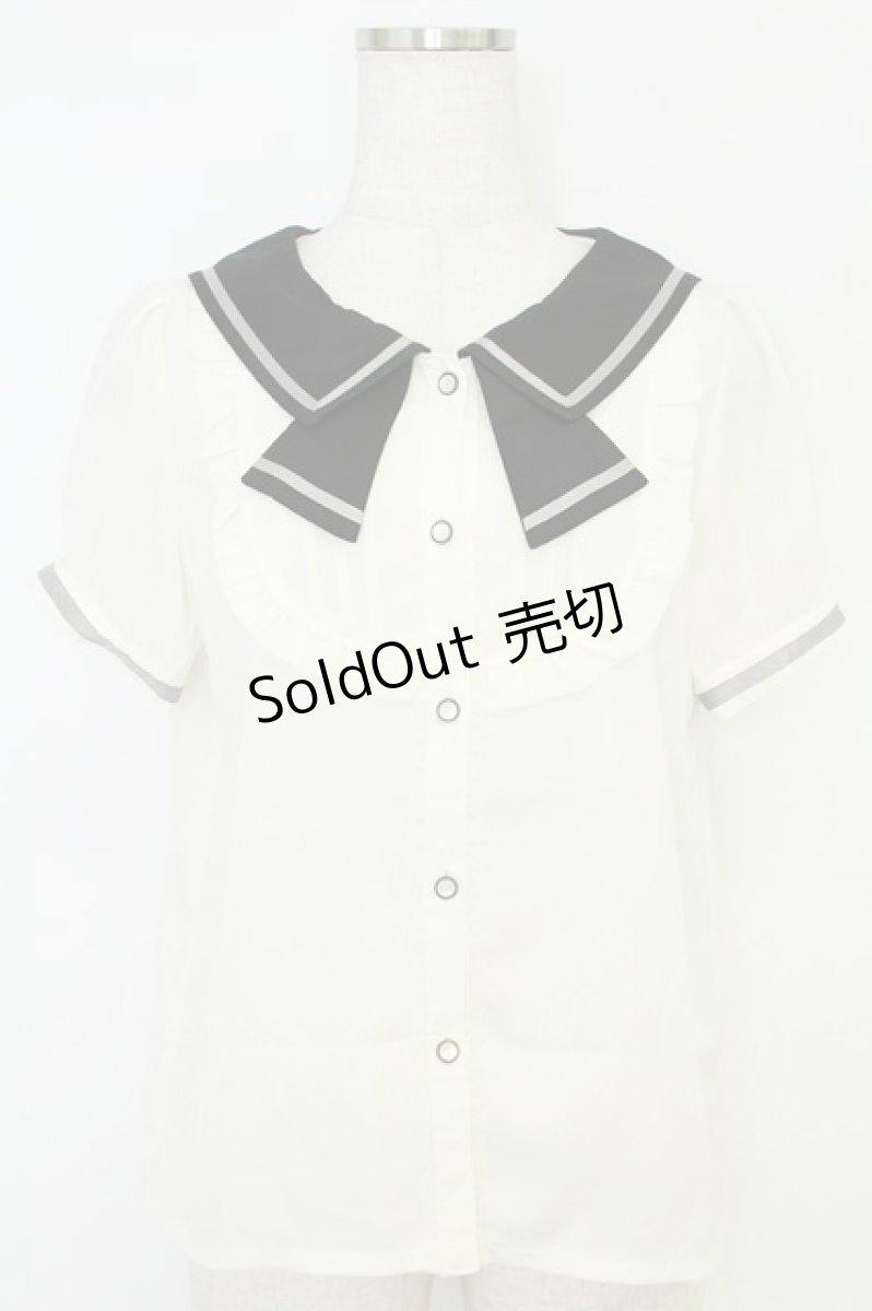画像1: axes femme POETIQUE / セーラーデザインブラウス M アイボリー T-26-07-05-007-AX-BL-SA-ZT (1)
