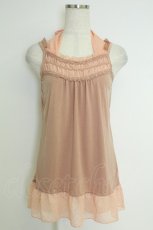 画像1: axes femme / ドットシフォンフリルホルターネックキャミソール  ピンク T-26-07-05-014-AX-TO-SA-ZT (1)