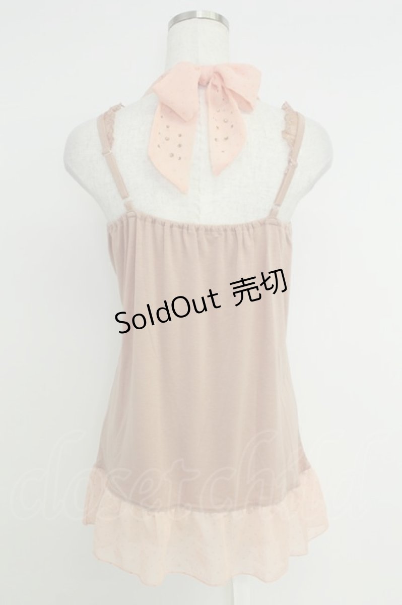 画像2: axes femme / ドットシフォンフリルホルターネックキャミソール  ピンク T-26-07-05-014-AX-TO-SA-ZT (2)
