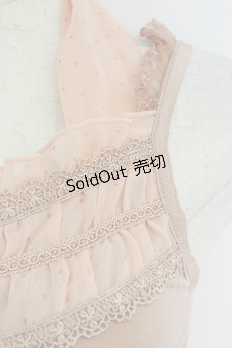 画像4: axes femme / ドットシフォンフリルホルターネックキャミソール  ピンク T-26-07-05-014-AX-TO-SA-ZT (4)