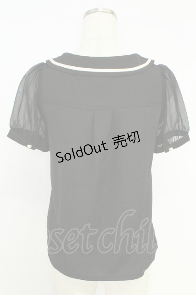 画像2: axes femme POETIQUE / メルヘン刺繍レースタイ付ブラウス S ブラック T-26-07-05-016-AX-BL-SA-ZT (2)