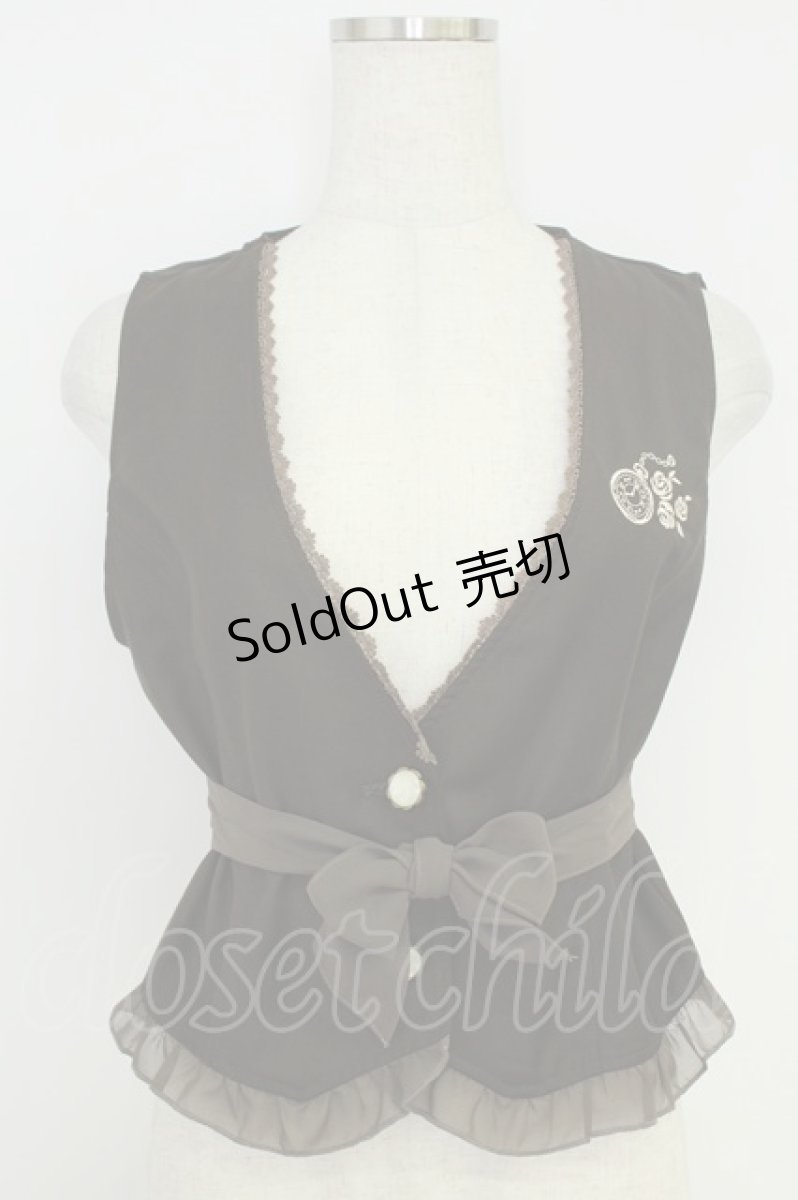 画像1: axes femme POETIQUE / 懐中時計刺繍ベスト M ブラウン T-26-07-05-017-AX-TO-SA-ZT (1)